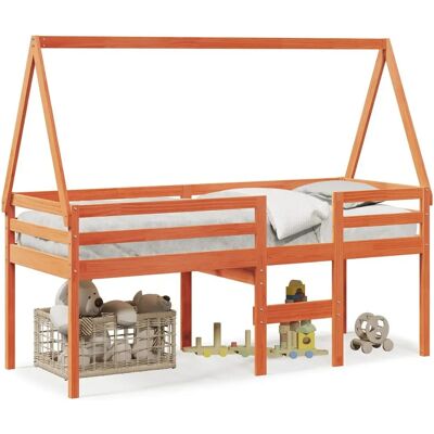 vidaXL Hochbett Mit Dach - 80x200 cm - Massiv Kiefer vidaXL Hochbett Mit Dach - 80x200 cm - Massiv Kiefer
