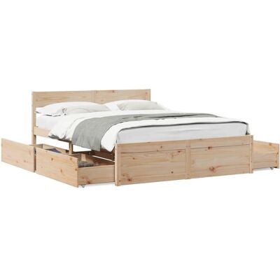 Bedframe met lades - Massief dennenhout - 150x200 cm - Bedframe Bedframe met lades - Massief dennenhout - 150x200 cm - Bedframe