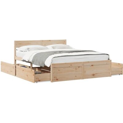 vidaXL Bed Frame met Laden - 140x200cm - Massief dennenhout vidaXL Bed Frame met Laden - 140x200cm - Massief dennenhout