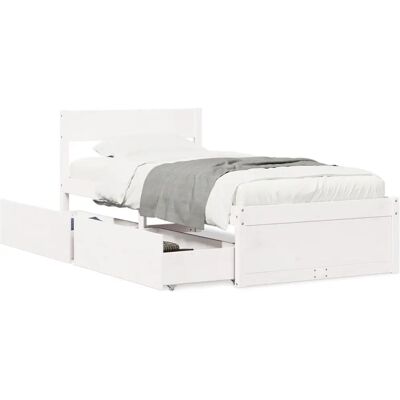 vidaXL Bed Frame - 120x190 cm met Laden, Wit, Massief dennenhout vidaXL Bed Frame - 120x190 cm met Laden, Wit, Massief dennenhout