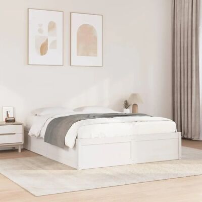 vidaXL Wit dennenhouten bedframe 140x190cm - Bedbasis & Matrasbodem vidaXL Wit dennenhouten bedframe 140x190cm - Bedbasis & Matrasbodem