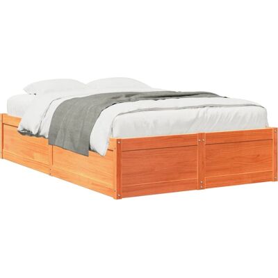 vidaXL Bettgestell - 135x190cm, Massives Kiefernholz, Rustikaler Charme vidaXL Bettgestell - 135x190cm, Massives Kiefernholz, Rustikaler Charme