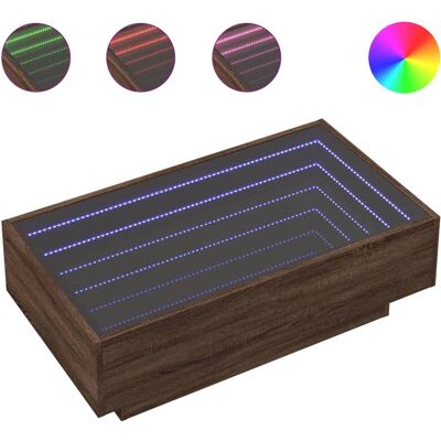 vidaXL Ruskea tammi sivupöytä LED-valolla - 90x50x30cm - Moderni Sisustus vidaXL Ruskea tammi sivupöytä LED-valolla - 90x50x30cm - Moderni Sisustus