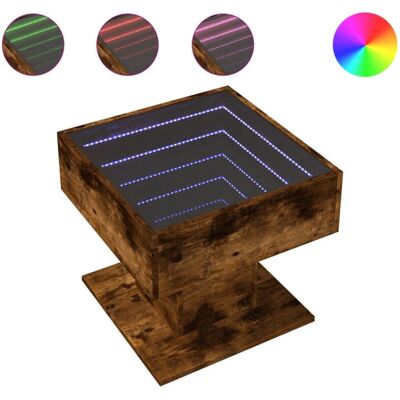 vidaXL LED-sohvapöytä savunvärinen tammi 50x50x45 cm vidaXL LED-sohvapöytä savunvärinen tammi 50x50x45 cm