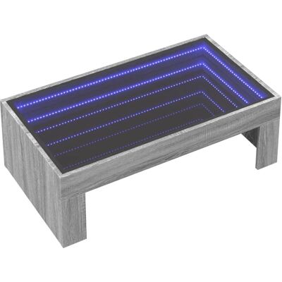 vidaXL Kaffeetisch med LED Infinity, harmaa Sonoma, 90x50x30 cm vidaXL Kaffeetisch med LED Infinity, harmaa Sonoma, 90x50x30 cm