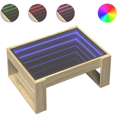 vidaXL Eikenhout Sonoma LED Salontafel - Salontafel vidaXL Eikenhout Sonoma LED Salontafel - Salontafel