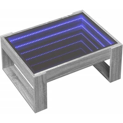 vidaXL Salontafel met Infinity LED grijs Sonoma 70x53x30 cm vidaXL Salontafel met Infinity LED grijs Sonoma 70x53x30 cm