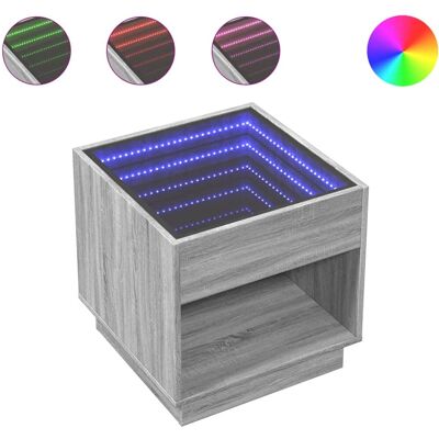 vidaXL Grijze Sonoma Salontafel - LED Infinity - 70x50x50 cm vidaXL Grijze Sonoma Salontafel - LED Infinity - 70x50x50 cm