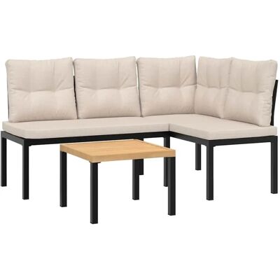 VidaXL Gartenmöbel-Set - Stahl Tisch und Bänke mit Kissen VidaXL Gartenmöbel-Set - Stahl Tisch und Bänke mit Kissen