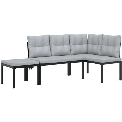 vidaXL Gartenmöbel-Set - Schwarz - Stahl, Kissen, Verstellbar - Außenmöbel vidaXL Gartenmöbel-Set - Schwarz - Stahl, Kissen, Verstellbar - Außenmöbel