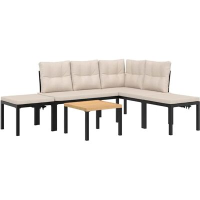 vidaXL Modell Mit Garten-Sofagarnitur - Langlebig Stahl - Schwarz vidaXL Modell Mit Garten-Sofagarnitur - Langlebig Stahl - Schwarz
