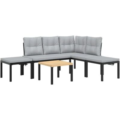 vidaXL 5-teilige Garten-Sofagarnitur mit Kissen Hellgrau vidaXL 5-teilige Garten-Sofagarnitur mit Kissen Hellgrau