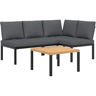vidaXL 3-tlg. Garten-Sofagarnitur Mit Kissen Schwarz vidaXL 3-tlg. Garten-Sofagarnitur Mit Kissen Schwarz