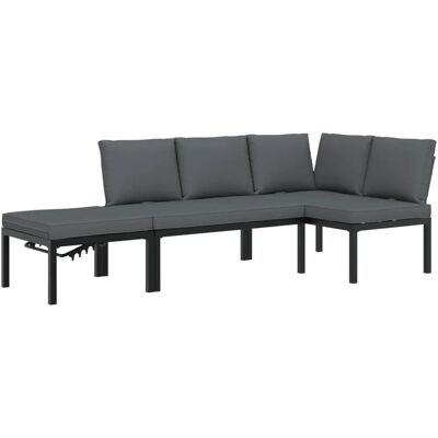 vidaXL Gartenmöbel-Set - Modular, Schwarz Aluminium vidaXL Gartenmöbel-Set - Modular, Schwarz Aluminium