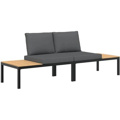 vidaXL Gartenmöbel-Set - 2-teiliges Sofa, Schwarz Aluminium vidaXL Gartenmöbel-Set - 2-teiliges Sofa, Schwarz Aluminium