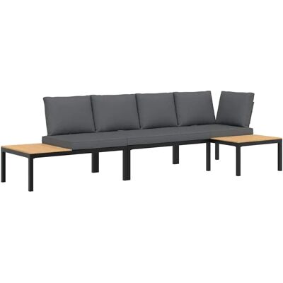 vidaXL Gartengarnitur - 3-teiliges Sofa-Set Schwarz Aluminium vidaXL Gartengarnitur - 3-teiliges Sofa-Set Schwarz Aluminium