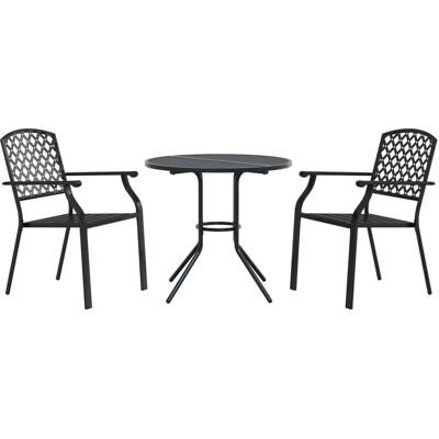 vidaXL Gartentisch-Set - Stapelbare Anthrazit Stahlstühle & Tisch vidaXL Gartentisch-Set - Stapelbare Anthrazit Stahlstühle & Tisch