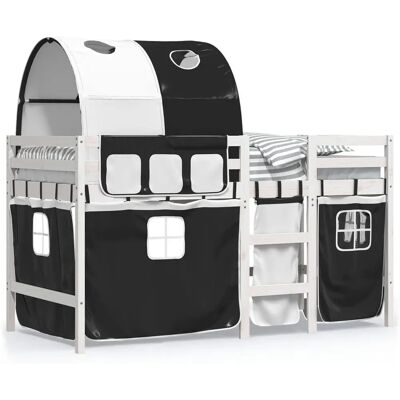 vidaXL Kinderhochbett mit Tunnel Weiß & Schwarz - Kinderbett vidaXL Kinderhochbett mit Tunnel Weiß & Schwarz - Kinderbett