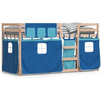 vidaXL Etagenbett mit Vorhängen - Blau - Bett vidaXL Etagenbett mit Vorhängen - Blau - Bett
