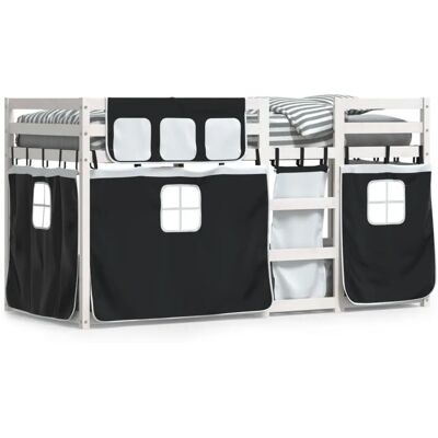 vidaXL Weiß & Schwarz Etagenbett mit Vorhängen - Bett vidaXL Weiß & Schwarz Etagenbett mit Vorhängen - Bett