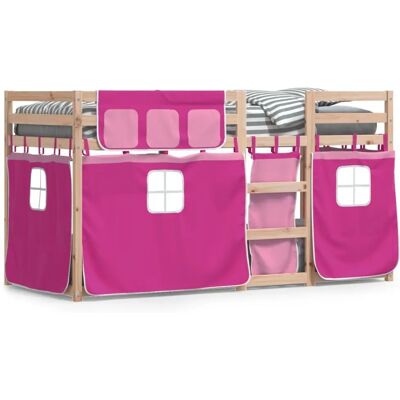 vidaXL Pink Etagenbett mit Vorhängen - Bett vidaXL Pink Etagenbett mit Vorhängen - Bett