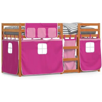 vidaXL Etagenbett mit Vorhängen Pink - Kinder sicher & langlebig vidaXL Etagenbett mit Vorhängen Pink - Kinder sicher & langlebig
