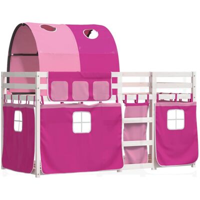 vidaXL Pinkes Etagenbett mit Vorhängen - Kinder Zwilling - Bett Typ vidaXL Pinkes Etagenbett mit Vorhängen - Kinder Zwilling - Bett Typ