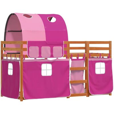 vidaXL Vaaleanruskea Pink lasten kerrossänky 80x200cm - Sänky vidaXL Vaaleanruskea Pink lasten kerrossänky 80x200cm - Sänky
