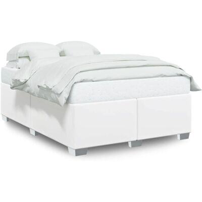 vidaXL Estructura de Cama - Cuero Sintético - Blanco - 140x190cm vidaXL Estructura de Cama - Cuero Sintético - Blanco - 140x190cm