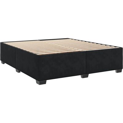 VidaXL Bedframe - 200x200 cm, Zwart, Fluweel - Bed frame VidaXL Bedframe - 200x200 cm, Zwart, Fluweel - Bed frame