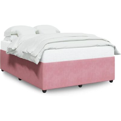 vidaXL Structure de lit - Velours Rose 160x200cm - Support et Stabilité - Publicité vidaXL Structure de lit - Velours Rose 160x200cm - Support et Stabilité - Publicité