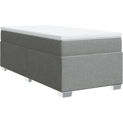 vidaXL Boxspringbett mit Matratze Hellgrau 200x200 cm Stoff Grau vidaXL Boxspringbett mit Matratze Hellgrau 200x200 cm Stoff Grau