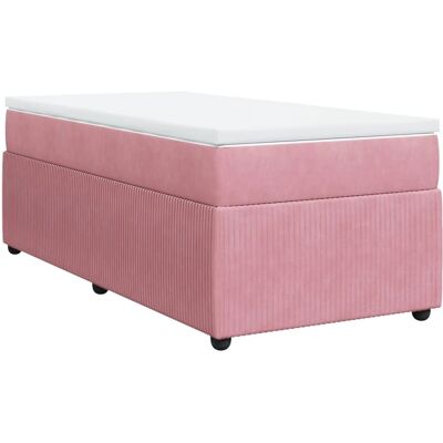 vidaXL Rosa Samt Bett mit Komfort - bed vidaXL Rosa Samt Bett mit Komfort - bed