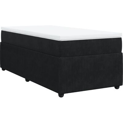 vidaXL Boxspringbett Mit Matratze Dunkel Samt 90 x 190 cm - Bett vidaXL Boxspringbett Mit Matratze Dunkel Samt 90 x 190 cm - Bett