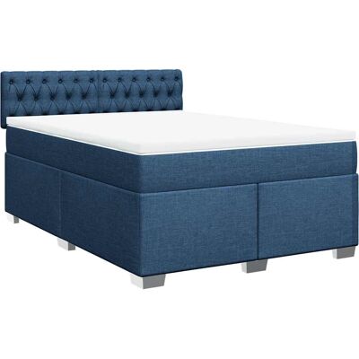 vidaXL Bett mit Unterstützung, 140x190 cm, Blau - Bett vidaXL Bett mit Unterstützung, 140x190 cm, Blau - Bett