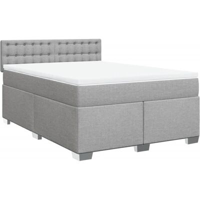 vidaXL Boxspringbett mit Matratze - Hellgrau - 140x190 cm vidaXL Boxspringbett mit Matratze - Hellgrau - 140x190 cm
