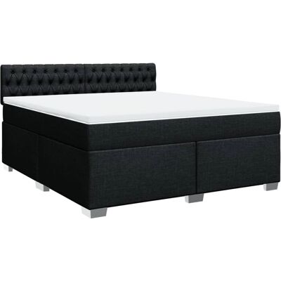vidaXL 3285976 Bett - Schwarz Stoff - Unterstützende Matratze - Bettgestell vidaXL 3285976 Bett - Schwarz Stoff - Unterstützende Matratze - Bettgestell
