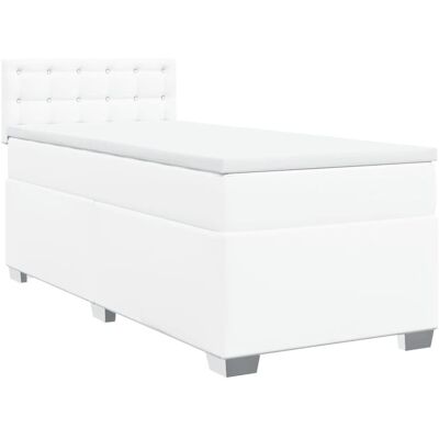 vidaXL Weißes Kunstlederbett mit Matratze - Bett vidaXL Weißes Kunstlederbett mit Matratze - Bett