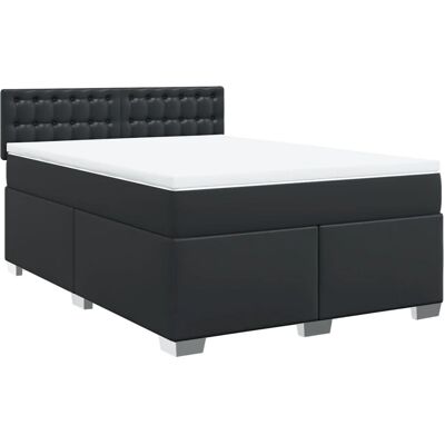 vidaXL Bett 3286120 - Bett mit Matratze, 140x190 cm, Schwarz vidaXL Bett 3286120 - Bett mit Matratze, 140x190 cm, Schwarz
