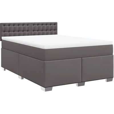 vidaXL Grau 140x200cm Boxspringbett mit Matratze - Bett vidaXL Grau 140x200cm Boxspringbett mit Matratze - Bett