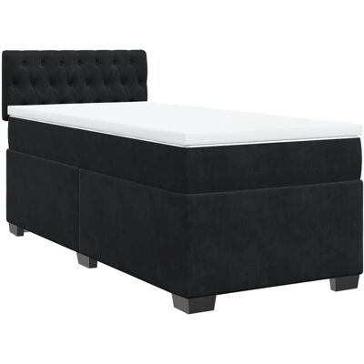 vidaXL Schwarzes Samt-Boxspringbett 80x200 cm - Bett vidaXL Schwarzes Samt-Boxspringbett 80x200 cm - Bett