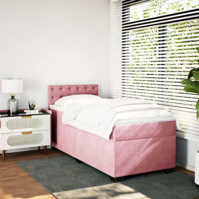 vidaXL Boxspringbett mit Matratze - Pink 80x200 cm Samt vidaXL Boxspringbett mit Matratze - Pink 80x200 cm Samt