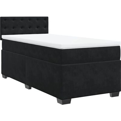vidaXL Zwart fluwelen boxspringbed met matras - Bed vidaXL Zwart fluwelen boxspringbed met matras - Bed