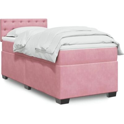 vidaXL Boxspringbett mit Matratze - Pink 90x190 cm Samt vidaXL Boxspringbett mit Matratze - Pink 90x190 cm Samt