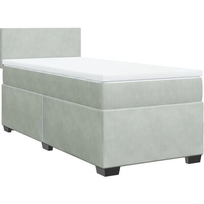 vidaXL Bett mit Matratze - 90x200 cm - Hellgrau - Boxspringbett vidaXL Bett mit Matratze - 90x200 cm - Hellgrau - Boxspringbett