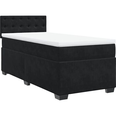 vidaXL Bett mit Matratze - Schwarz Samt, 90x200 cm - Bett vidaXL Bett mit Matratze - Schwarz Samt, 90x200 cm - Bett
