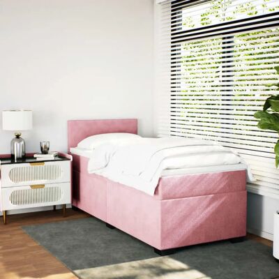 vidaXL Pink Velvet Boxspringbett mit Matratze 100x200 cm - Bettgestell & Kopfteil vidaXL Pink Velvet Boxspringbett mit Matratze 100x200 cm - Bettgestell & Kopfteil