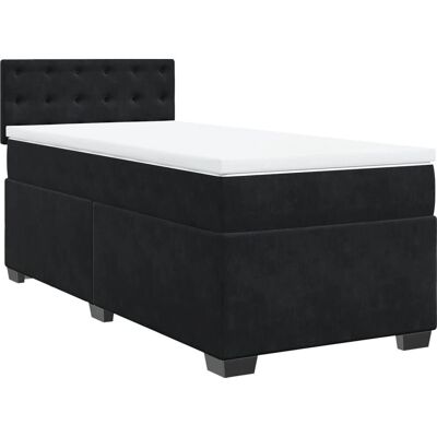 vidaXL Bett mit Matratze - 100x200 cm, Schwarz, Samt vidaXL Bett mit Matratze - 100x200 cm, Schwarz, Samt