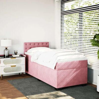 vidaXL Pink Velvet Boxspringbett 100x200 cm vidaXL Pink Velvet Boxspringbett 100x200 cm