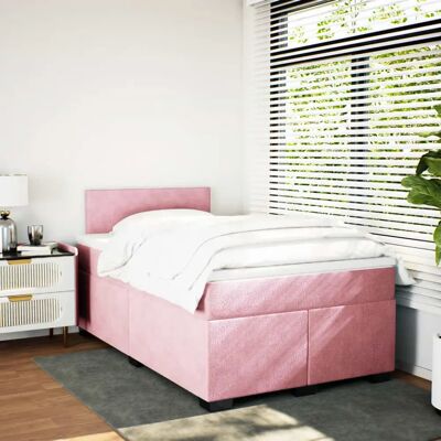 vidaXL Pink Velvet 120x190 cm Bett mit Boxspring & Matratze vidaXL Pink Velvet 120x190 cm Bett mit Boxspring & Matratze